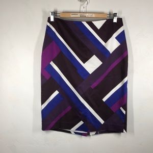 Ann Taylor purple and blue print skirt size 8